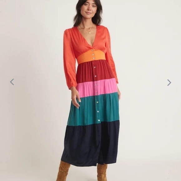 MARINE layer Maeve Colorblock Maxi Dress in Multi Colorblock - Picture 2 of 8